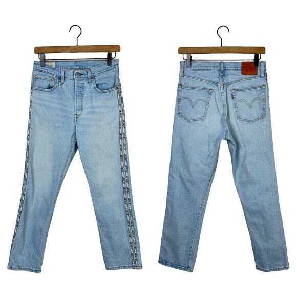 Levi's Premium 501 XX Original Sport Stripe Cropped Light Wash Button Fly Jeans - Picture 3 of 12